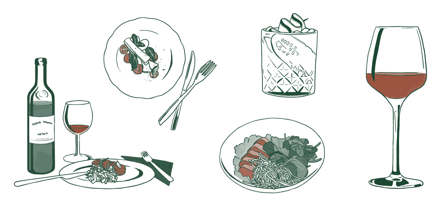 plate drink and food illustrations