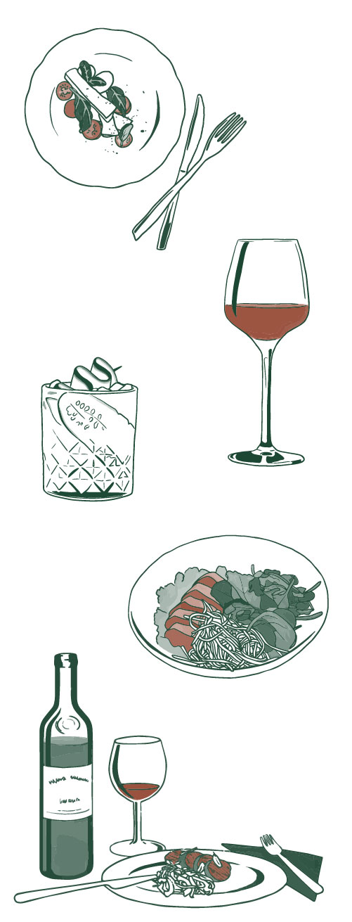 plate drink and food illustrations